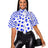 AOMEIDRESS Elegant Polka Dot Causal Blouse Bow Neck Short Sleeves Blue / S