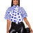 AOMEIDRESS Elegant Polka Dot Causal Blouse Bow Neck Short Sleeves