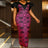 AOMEIDRESS Elegant Print Party Church Dress with Short Ruffle Sleeve Rose / S