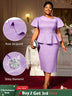 AOMEIDRESS Elegant Purple Jacquard Peplum Dress for Wedding Church Purple / S