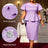 AOMEIDRESS Elegant Purple Jacquard Peplum Dress for Wedding Church Purple / S