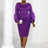 AOMEIDRESS Elegant Purple Midi Dress for Party Wedding Ruffles Sleeve Purple / S