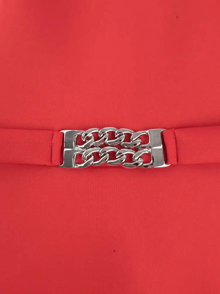 AOMEIDRESS Elegant Red A Line Ruffle Dress for Wedding Christmas