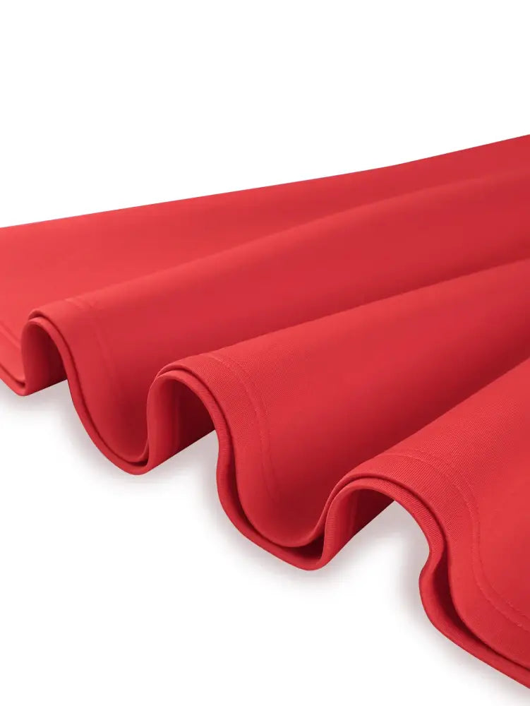 AOMEIDRESS Elegant Red A Line Ruffle Dress for Wedding Christmas