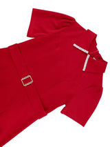 AOMEIDRESS Elegant Red Mermaid Church Party Dress With Waist Belt