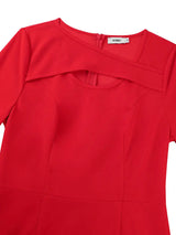 AOMEIDRESS Elegant Red Ruffle Hem Dress For Evening Party Birthday