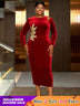 AOMEIDRESS Elegant Red Velvet Dress for Wedding Embroidery Cut Out Red / S