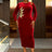 AOMEIDRESS Elegant Red Velvet Dress for Wedding Embroidery Cut Out Red / S