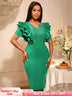 AOMEIDRESS Elegant Rhinestone Package Hip Slit Dress For Wedding Guest Green / S