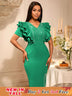 AOMEIDRESS Elegant Rhinestone Package Hip Slit Dress For Wedding Guest Green / S