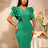 AOMEIDRESS Elegant Rhinestone Package Hip Slit Dress For Wedding Guest Green / S
