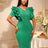 AOMEIDRESS Elegant Rhinestone Package Hip Slit Dress For Wedding Guest Green / S