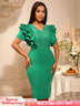 AOMEIDRESS Elegant Rhinestone Package Hip Slit Dress For Wedding Guest Green / S