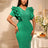 AOMEIDRESS Elegant Rhinestone Package Hip Slit Dress For Wedding Guest Green / S