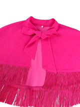 AOMEIDRESS Elegant Rose A Line Pleated Party Dress with Fringe Bolero