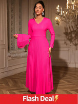 AOMEIDRESS Elegant Rose A Line Pleated Party Dress with Fringe Bolero