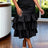 AOMEIDRESS Elegant Rose Package Hip Skirt High Waist Tierred Ruffles - Black / S