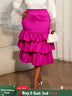 AOMEIDRESS Elegant Rose Package Hip Skirt High Waist Tierred Ruffles Rose / L
