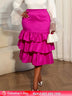 AOMEIDRESS Elegant Rose Package Hip Skirt High Waist Tierred Ruffles Rose / L