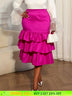 AOMEIDRESS Elegant Rose Package Hip Skirt High Waist Tierred Ruffles Rose / L