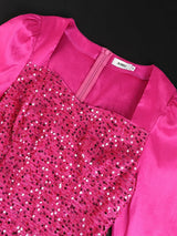 AOMEIDRESS Elegant Rose Shiny Sequins Peplum Dress For Wedding Party