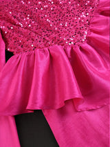 AOMEIDRESS Elegant Rose Shiny Sequins Peplum Dress For Wedding Party