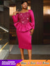 AOMEIDRESS Elegant Rose Shiny Sequins Peplum Dress For Wedding Party Rose / S