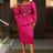 AOMEIDRESS Elegant Rose Shiny Sequins Peplum Dress For Wedding Party Rose / S