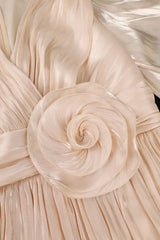 AOMEIDRESS Elegant Satin Slit Dress V Neck 3D Flower Belt Party Gowns