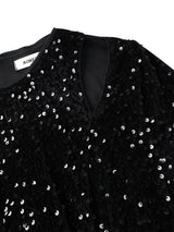 AOMEIDRESS Elegant Sequin Bodycon Dress with Gold Floral Embroidery