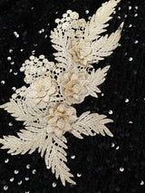 AOMEIDRESS Elegant Sequin Bodycon Dress with Gold Floral Embroidery