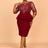 AOMEIDRESS Elegant Sequins Midi Package Hip Peplum Wedding Guest Dress Wine / S