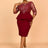 AOMEIDRESS Elegant Sequins Midi Package Hip Peplum Wedding Guest Dress Wine / S
