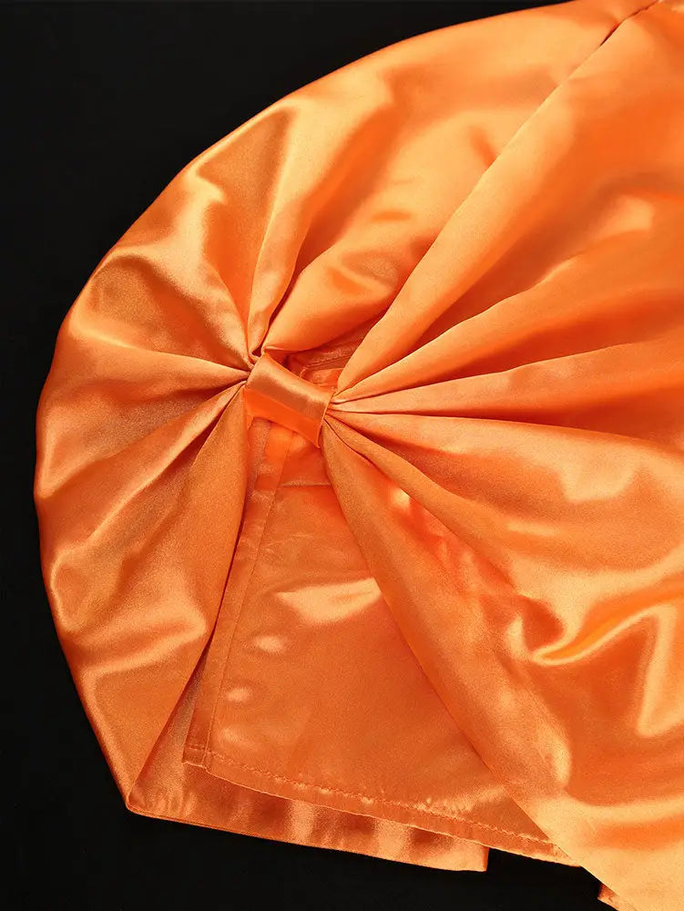 AOMEIDRESS Elegant Set Satin Puff Sleeve Top Wide Leg Pants for Party