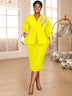 AOMEIDRESS Elegant Sheath Dress for V Neck Lantern Three Quarter Sleeves Yellow / S