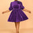 AOMEIDRESS Elegant Shiny A Line Dress for Party Evening 3D Flower Purple / 0XL