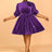AOMEIDRESS Elegant Shiny A Line Dress for Party Evening 3D Flower Purple / 0XL