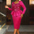 AOMEIDRESS Elegant Rose Shiny Sequins Peplum Dress For Wedding Party