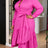 AOMEIDRESS Elegant Shirt Dress Lapel Long Sleeve Tie Waist Ruffle - Rose / L