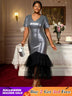 AOMEIDRESS Elegant Silver Sequins Midi Mermaid Dress For Wedding Guest Silver / S
