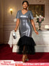 AOMEIDRESS Elegant Silver Sequins Midi Mermaid Dress For Wedding Guest Silver / S