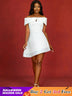 AOMEIDRESS Elegant Slash Neck Dresses for Woman White Bridal Gowns White / S