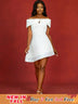 AOMEIDRESS Elegant Slash Neck Dresses for Woman White Bridal Gowns White / S