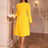 AOMEIDRESS Elegant Slash Neck Pleated Dress Long Sleeve Casual Outfit Yellow / S