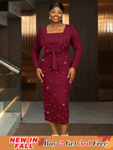 AOMEIDRESS Elegant Sleeveless Beading Party Dress with Ruffle Bolero Wine / S