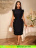 AOMEIDRESS Elegant Sleeveless Bodycon Dress Ruffle Cocktail Party Black / S