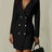 AOMEIDRESS Elegant Slim Black Women Double Buttons Blazer Mini Dress Black / S