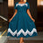 AOMEIDRESS Elegant Tassel A Line Midi Pleated Dresses For Church PeocockBlue / S