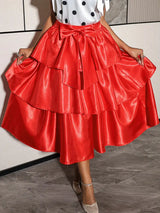AOMEIDRESS Elegant Tiered Skirt Elastic High Waist Bow Evening Gowns
