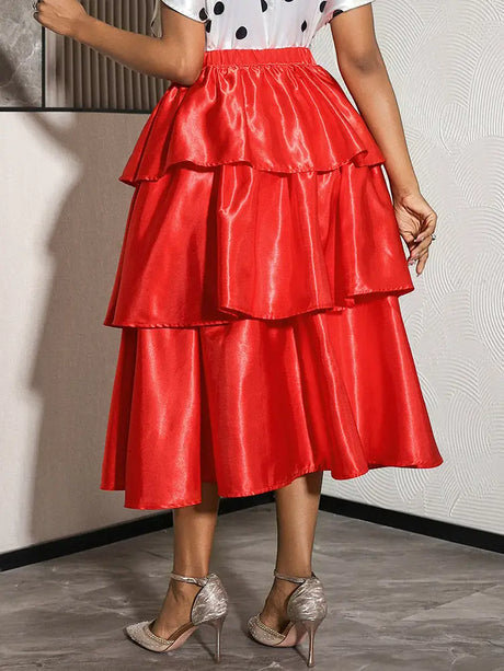 AOMEIDRESS Elegant Tiered Skirt Elastic High Waist Bow Evening Gowns